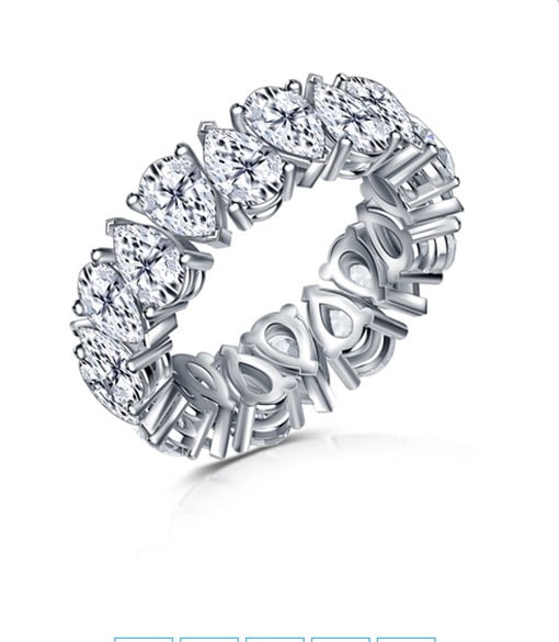 Cinora Eternity Band With Alternating Fancy Pear Cut Diamonds In 14K White Gold