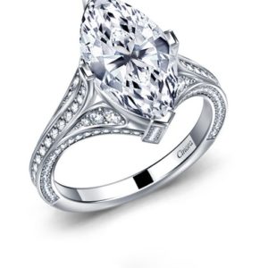 Cinora Marquise Diamond Split Shank Engagement Ring With Pave In 14K White Gold