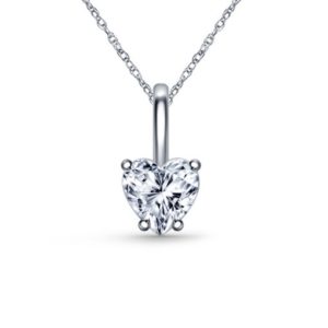 Diamond Heart Pendant Necklace With Prong Set In 14K White Gold