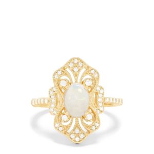 Effy Aurora 14K Yellow Gold Opal and Diamond Ring, 0.96 TCW