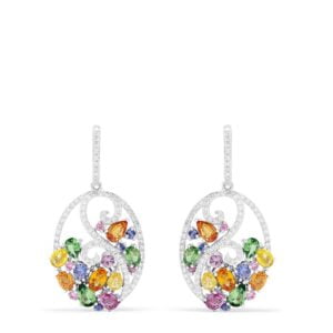 Effy Watercolors 14K White Gold Multi Sapphire & Diamond Earrings, 5.22 TCW