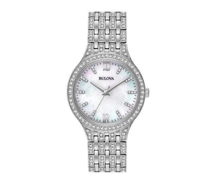 Ladies' Bulova Crystal Accent Watch with Mother-of-Pearl Dial