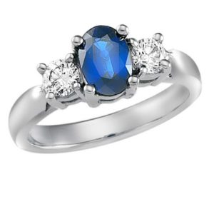 Platinum Sapphire And Diamond Ring