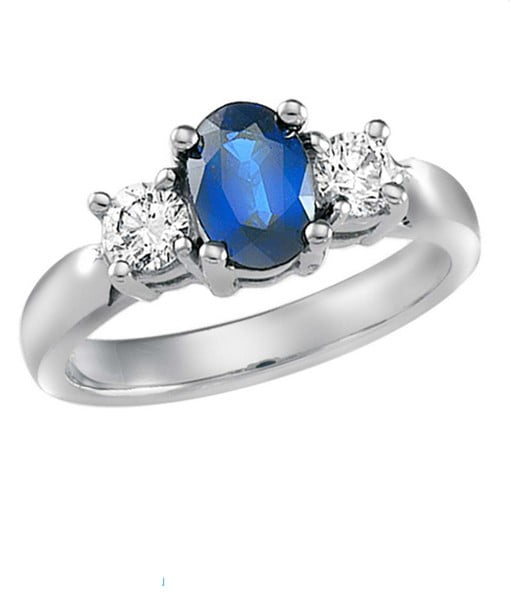 Platinum Sapphire And Diamond Ring