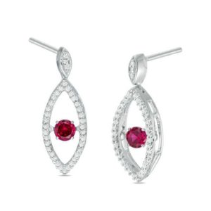 Unstoppable Love Lab-Created Ruby and 15 CT. T.W. Diamond Marquise Drop Earrings in Sterling Silver