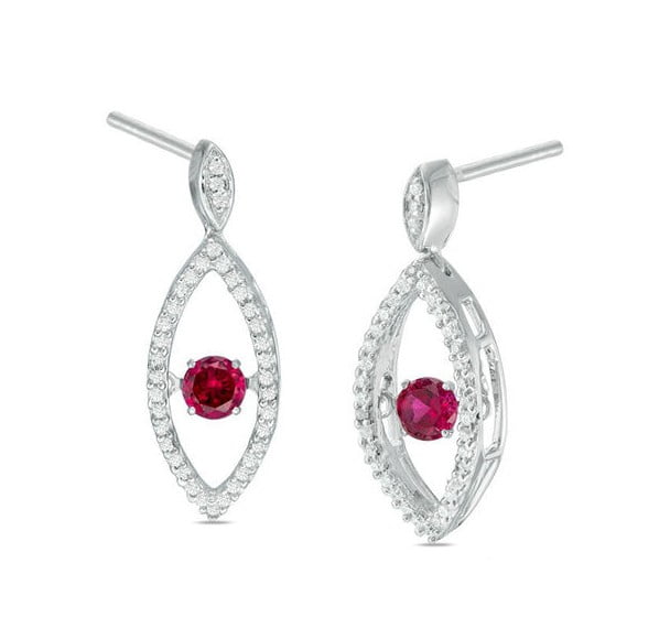 Unstoppable Love Lab-Created Ruby and 15 CT. T.W. Diamond Marquise Drop Earrings in Sterling Silver